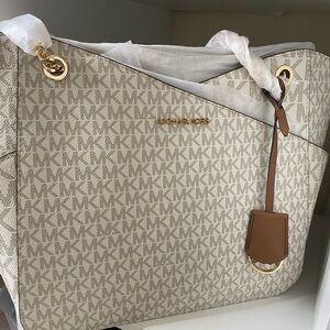 Michael Kors Beige Monogram Tote Bag